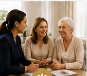 Senior living advisor speaking with a family